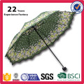 Vollfarbdruck 3 Faltbare Geschenk Pocke Green Floret Regenschirm China Hersteller